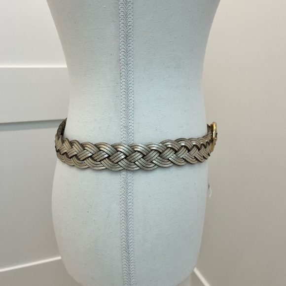 NWT J.Crew Braided Metallic Italian Leather in white gold XS/S - Picture 6 of 10